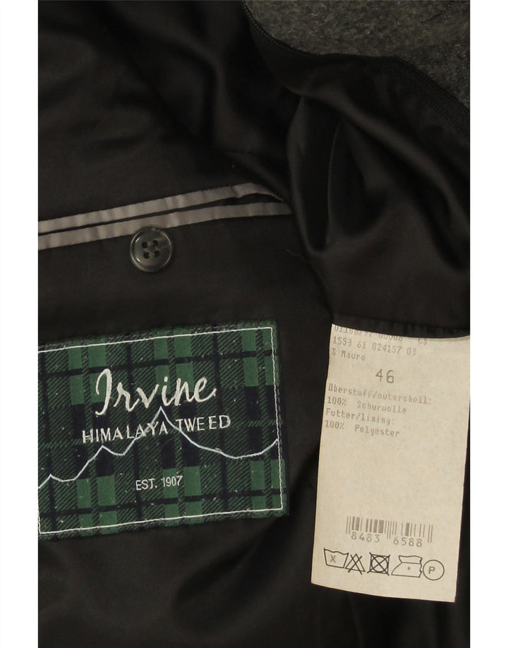 vintage Homme 2 Bouton Blazer Veste IT 46 Petite Laine Grise