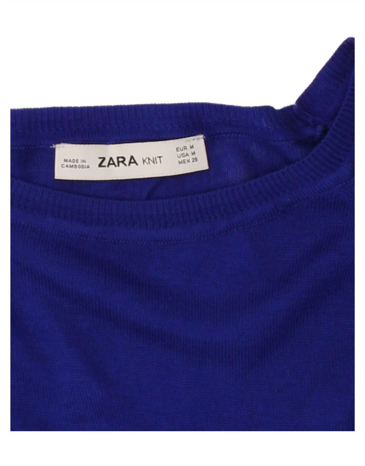 ZARA Womens Boat Neck Jumper Sweater UK 14 Medium Blue Vintage Zara and Second-Hand Zara from Messina Hembry 