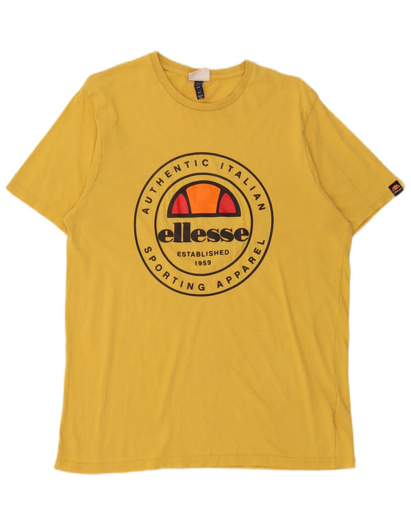Ellesse T-Shirt Graphique Haut Large Jaune Coton Homme