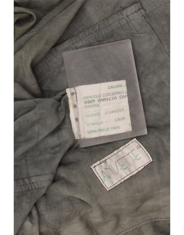 veste en daim femme vintage UK 20 2XL cuir gris