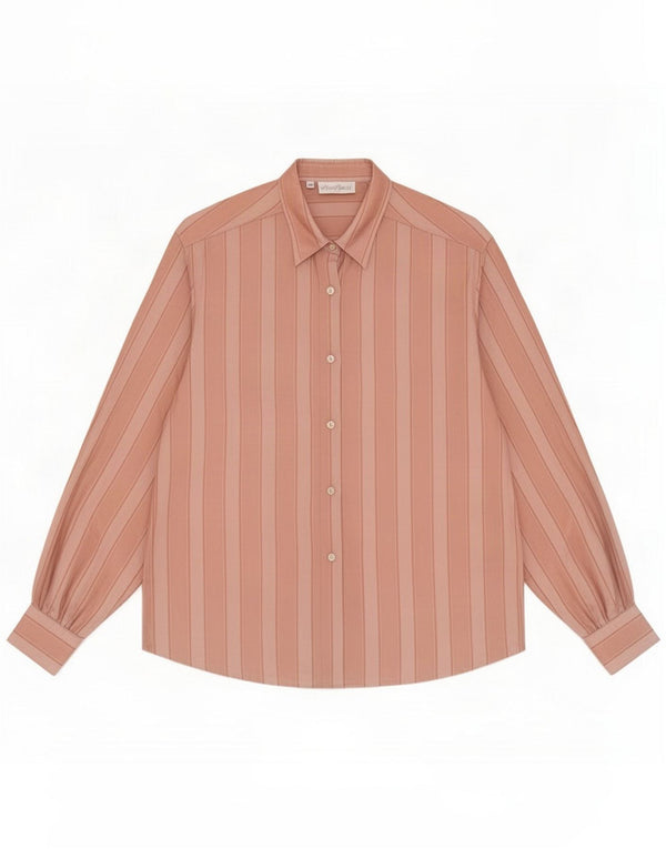 Chemisier femme vintage IT 48 XL Acétate rayé rose