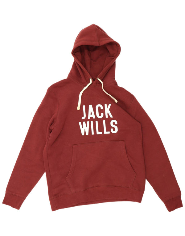 Jack Wills Pull à capuche graphique pour homme en coton bordeaux moyen