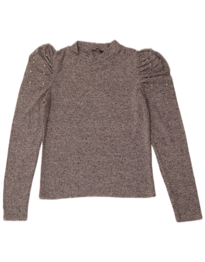 Zara Femme Top Manches Longues UK 12 Gris Moyen