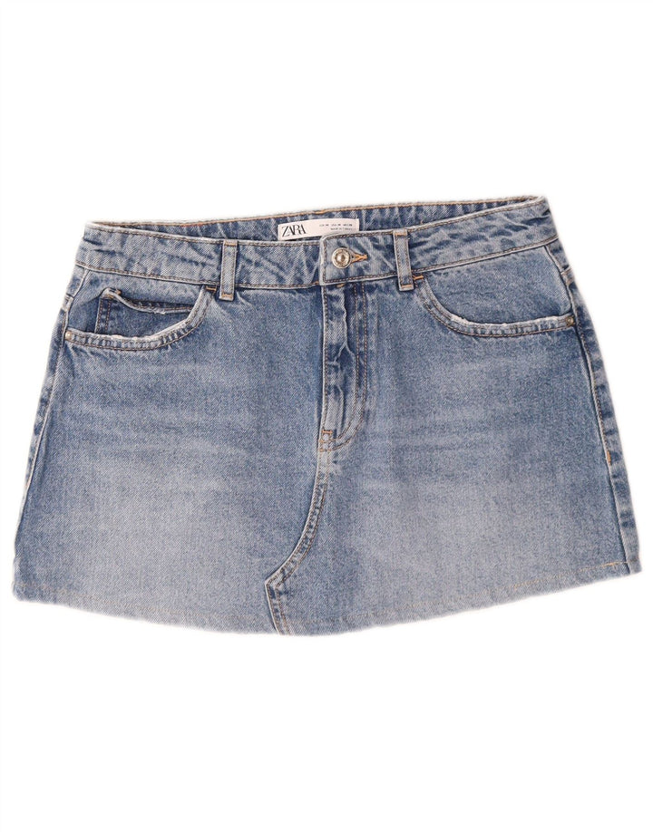 Zara Femme Jupe En Jean Moyen W28 Bleu