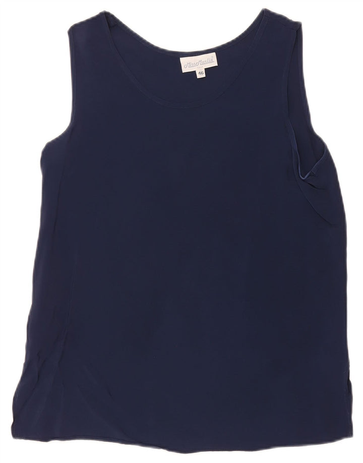 vintage Femme Débardeur IT 46 Grand Bleu Marine