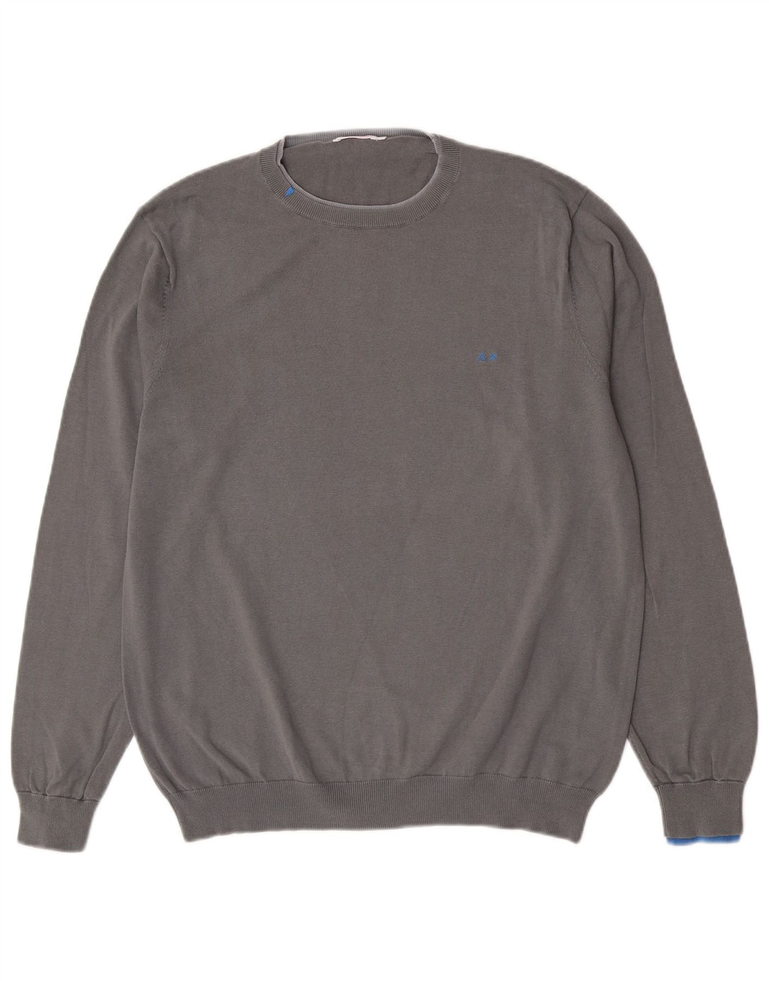 Sun68 Pull col rond pour homme en coton gris Taille L