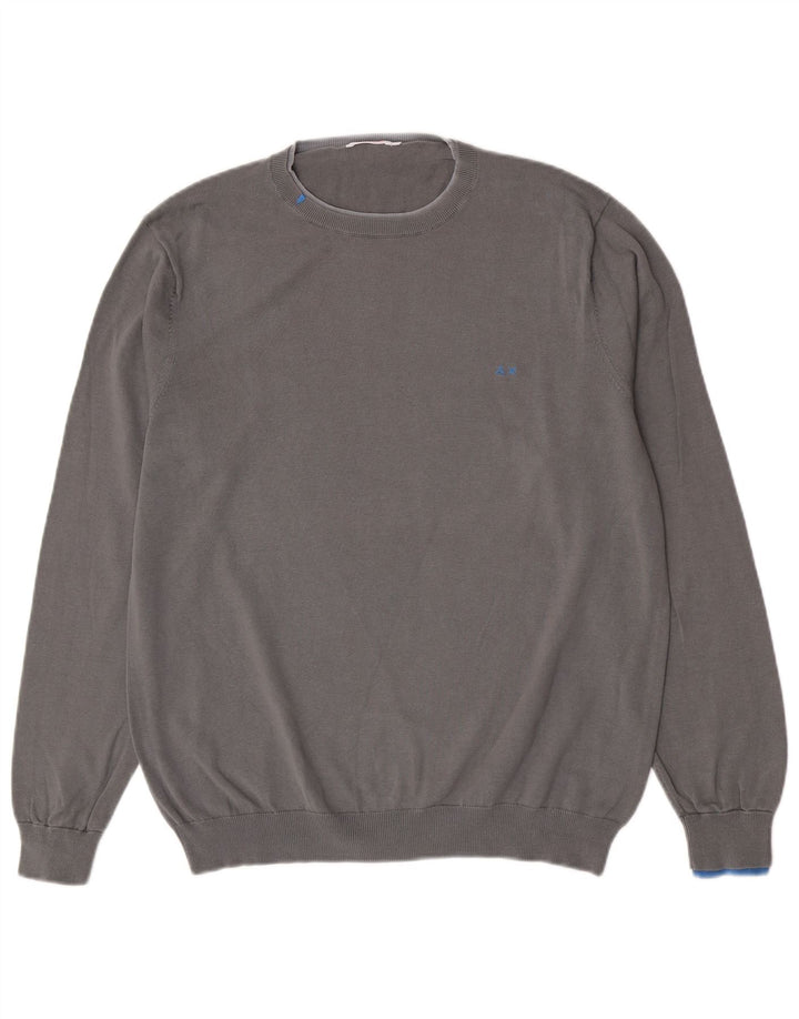 Sun68 Pull col rond pour homme en coton gris Taille L