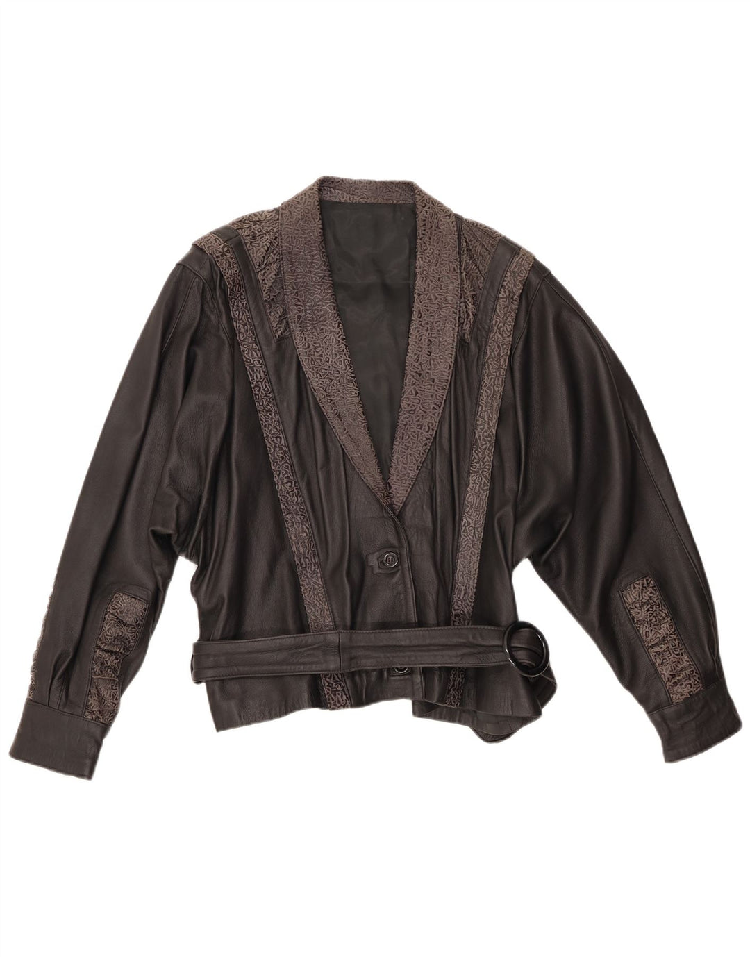 Veste en cuir femme VINTAGE IT 48 XL Cuir géométrique noir