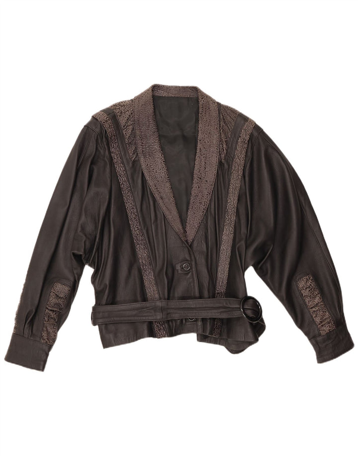 Veste en cuir femme VINTAGE IT 48 XL Cuir géométrique noir