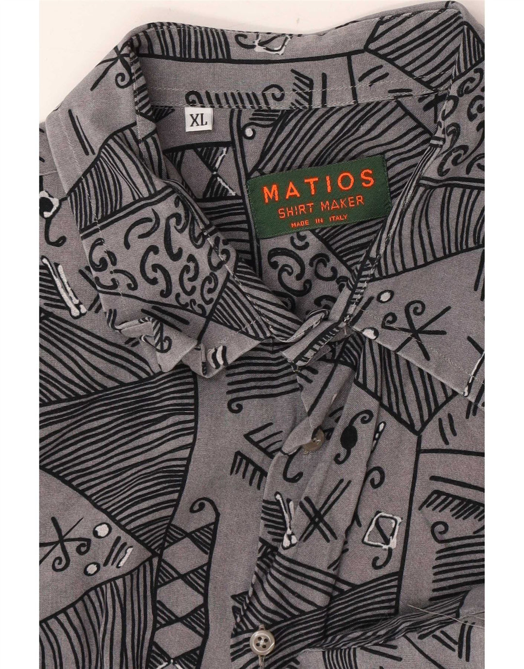 vintage Chemise à manches courtes pour hommes XL Gris Géométrique