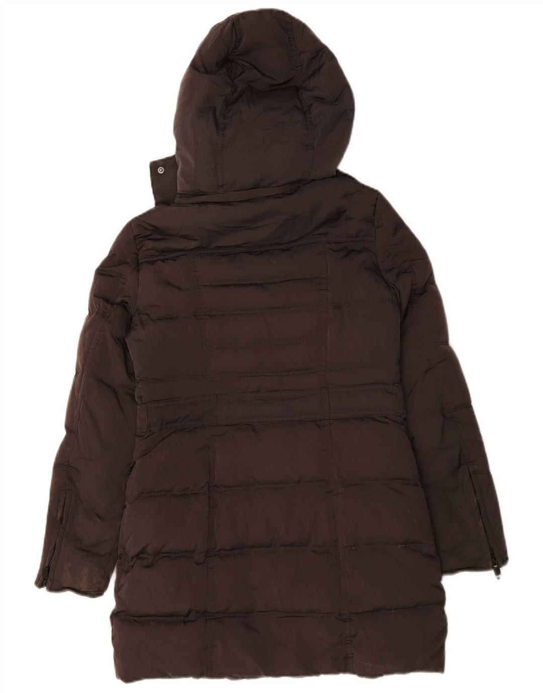 Zara Manteau rembourré à capuche pour femme UK 10 Small Gris Polyester