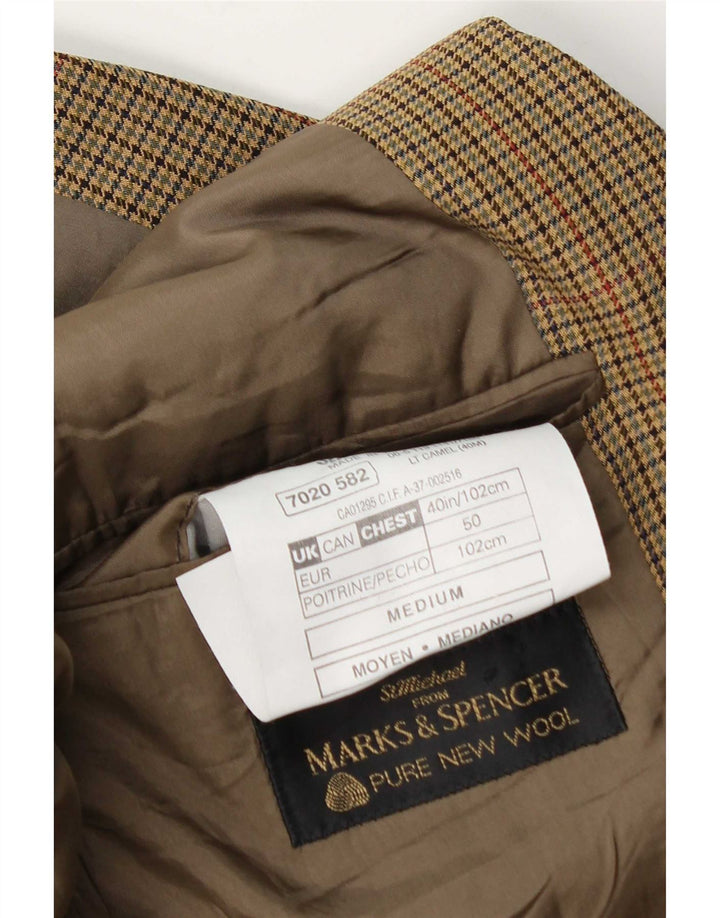Marks & Spencer Veste blazer à 2 boutons pour homme UK 40 pied-de-poule beige moyen