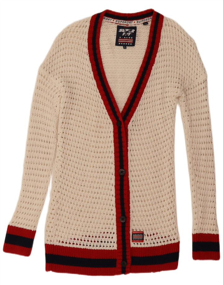 Superdry Cardigan surdimensionné pour femme UK 10 Petit colorblock blanc