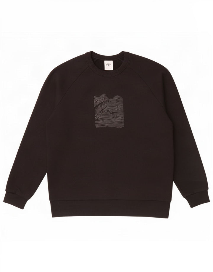Zara Homme Graphic Sweatshirt Jumper Moyen Noir Coton