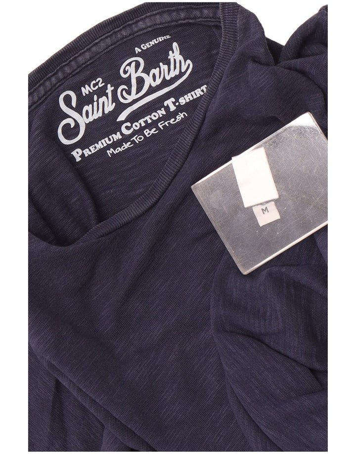 MC2 SAINT BARTH T-Shirt Homme Top Medium Bleu Marine Moucheté Coton