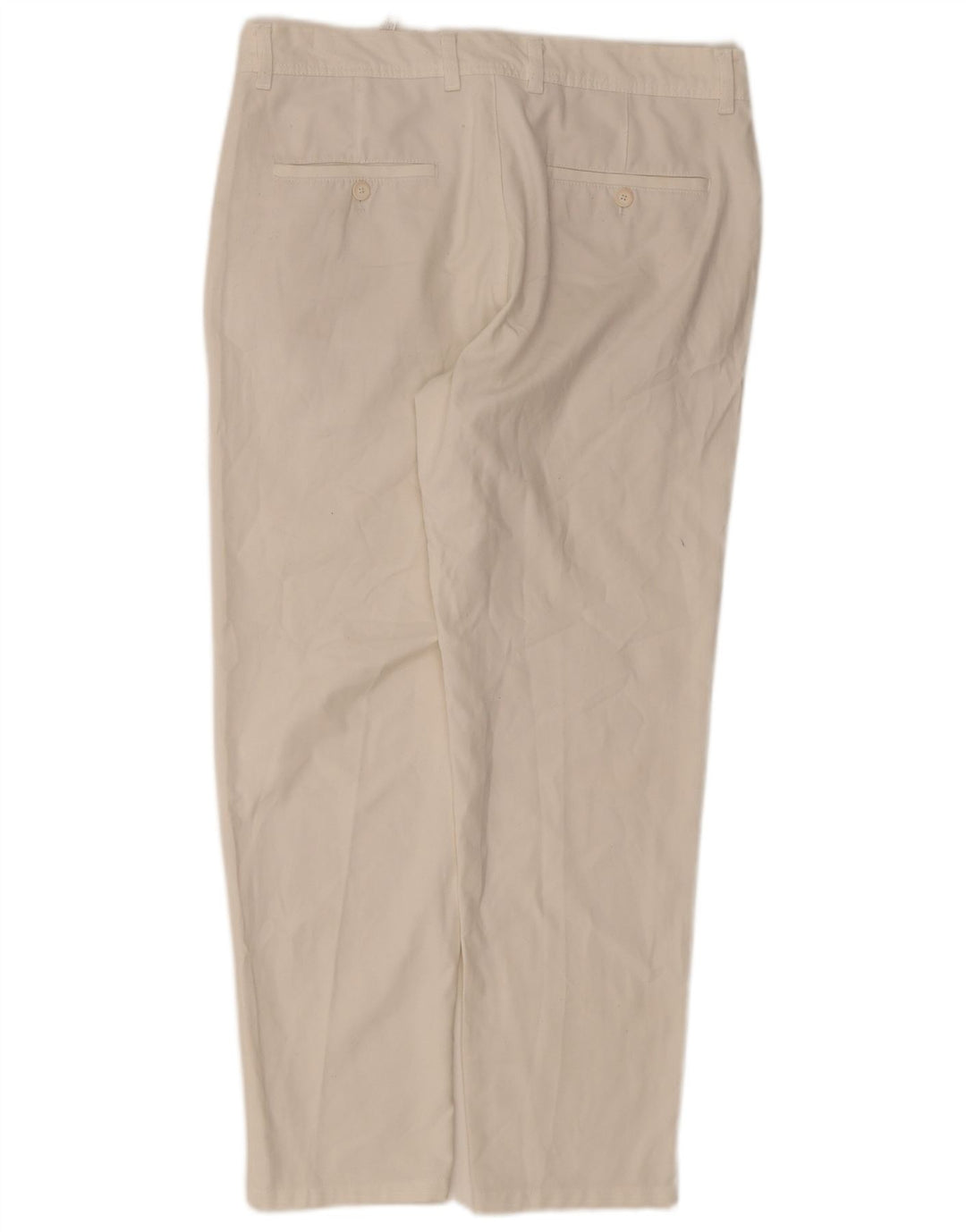 Zara Pantalon Chino Droit Homme EU 42 Large W32 L28 Polyester Blanc
