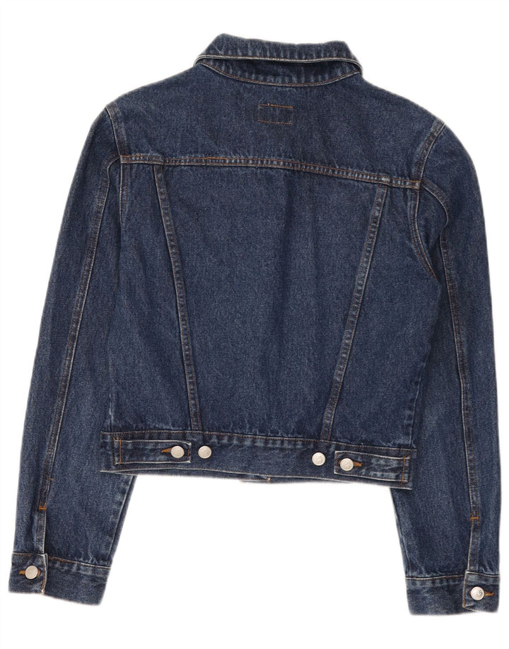 veste en denim crop femme vintage UK 14 coton bleu moyen