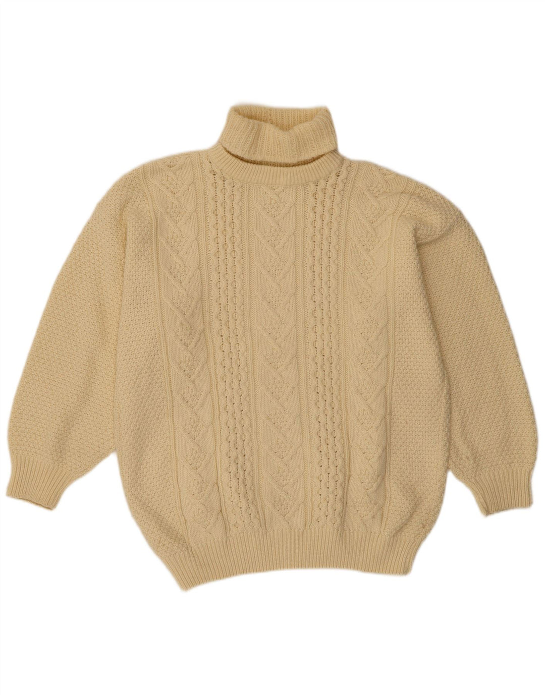 VINTAGE Femme Roll Neck Jumper Pull UK 18 XL Off White Laine