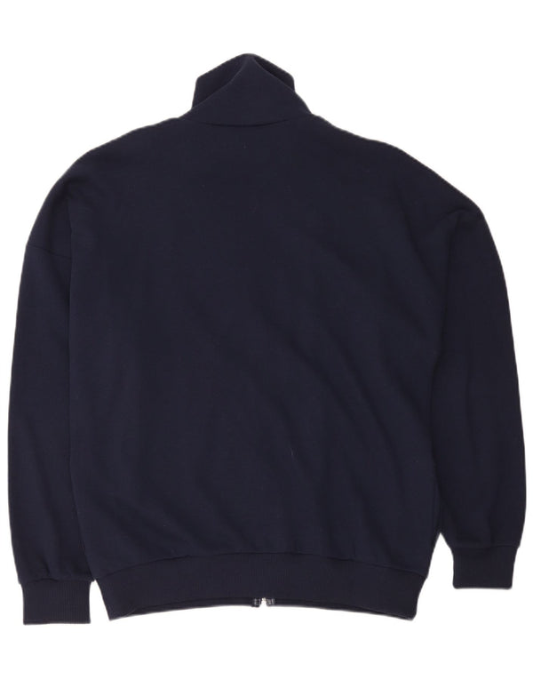 vintage Homme Cardigan Pull EU 50 Moyen Marine Bleu Colorblock Coton