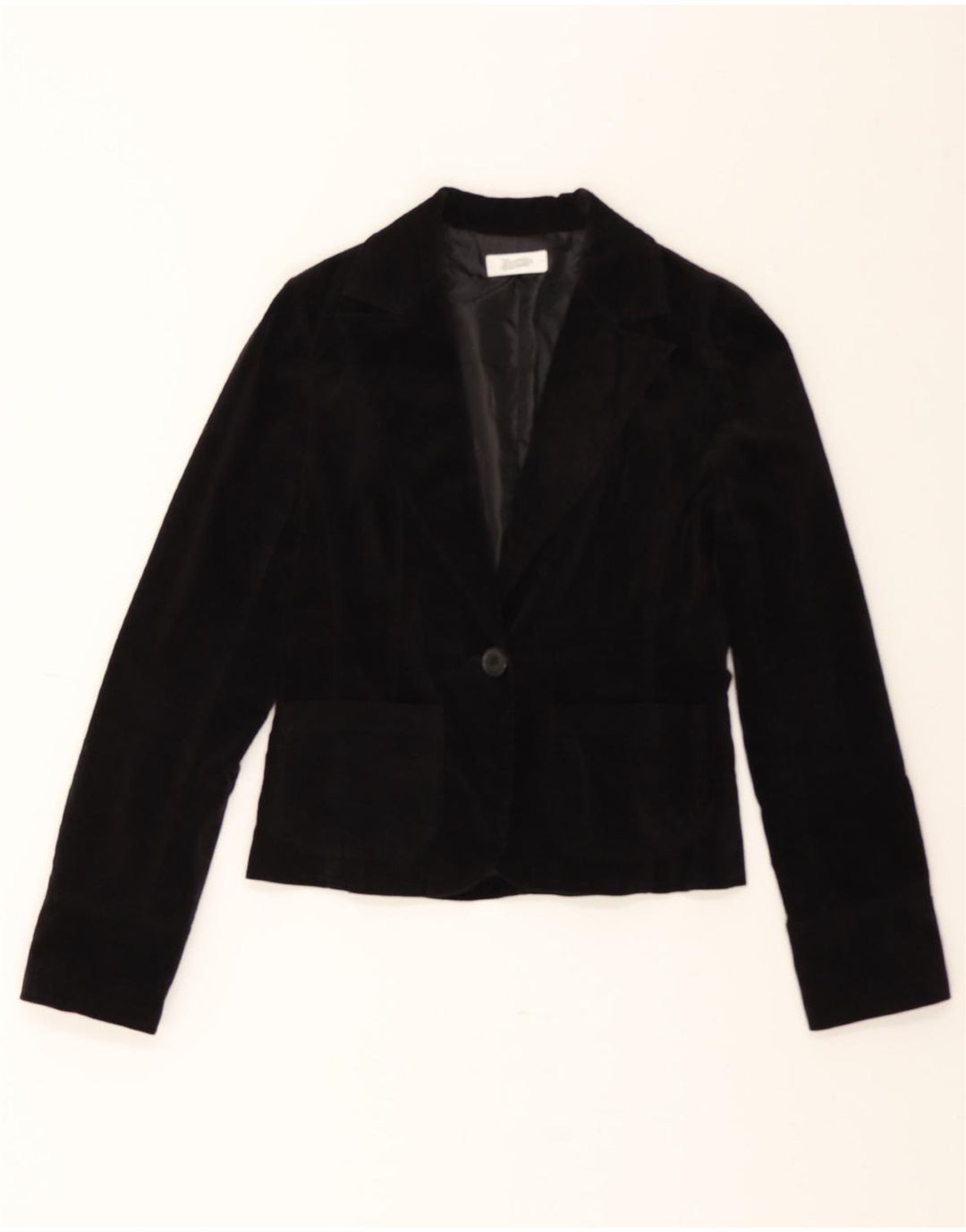 PIMKIE Womens Crop 1 Button Blazer Jacket EU 36 Small Black Cotton Vintage Pimkie and Second-Hand Pimkie from Messina Hembry 