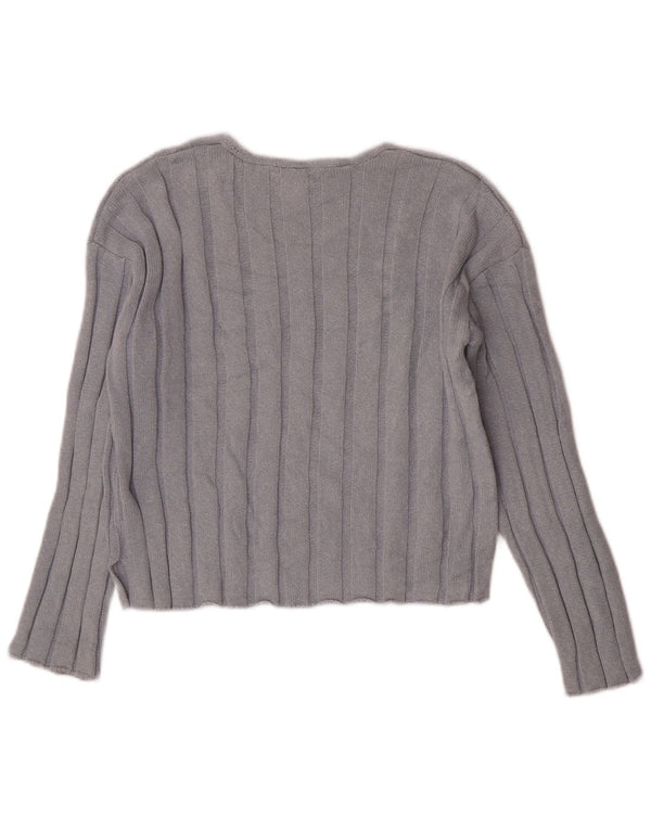 Zara Pull court à col en V pour fille 13-14 ans Bleu Coton