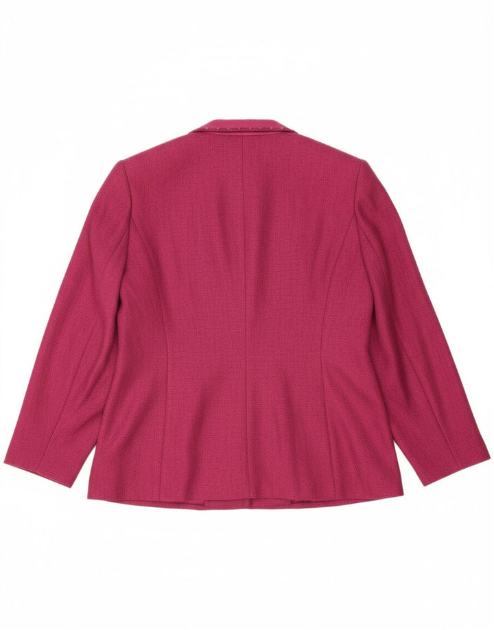 JACQUES VERT Womens 1 Button Blazer Jacket UK 18 XL Pink Polyester