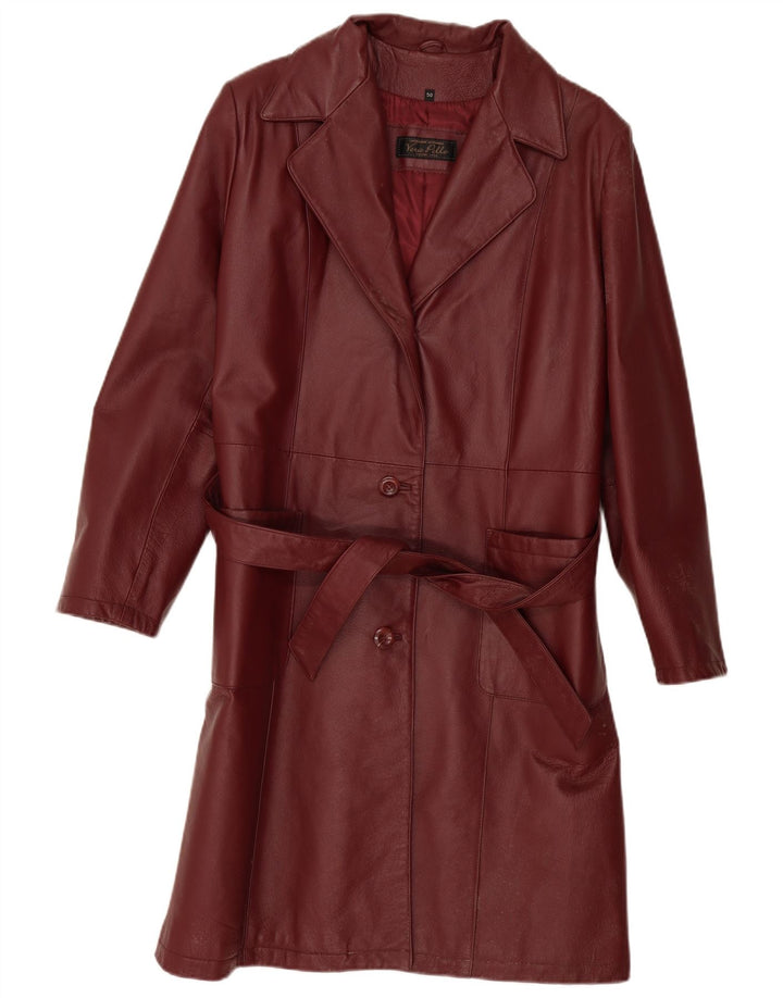 Manteau en cuir femme vintage IT 50 XL Cuir Bordeaux
