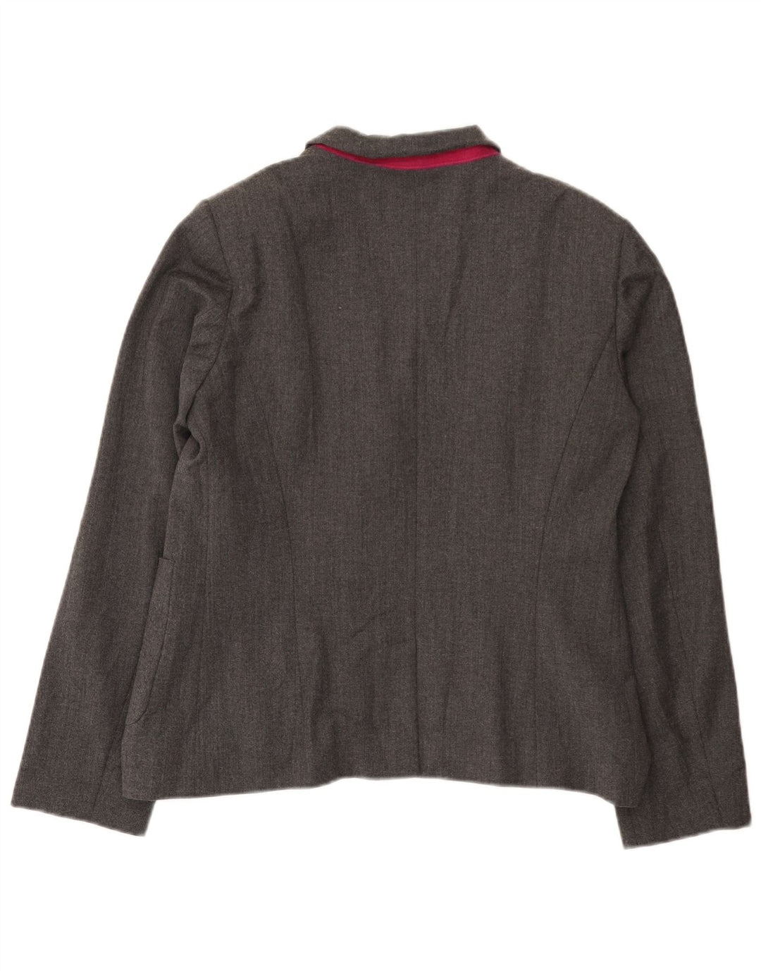 Benetton Veste Blazer 2 Boutons Femme UK 16 Grande Laine Grise