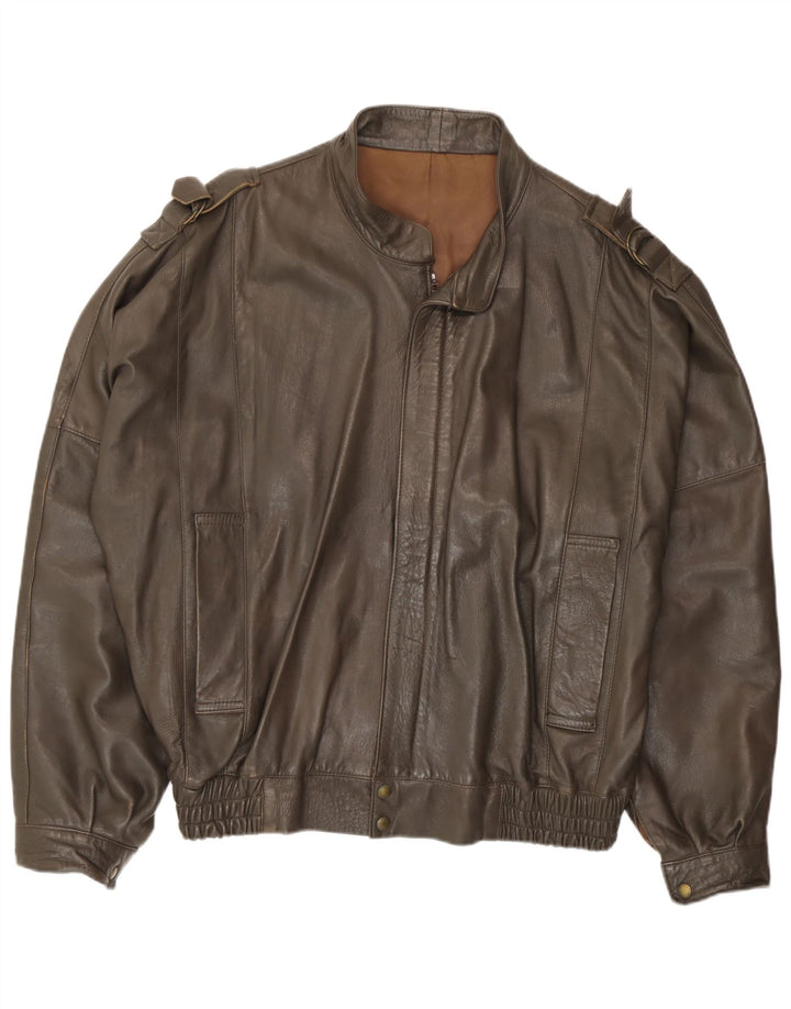 Veste en cuir homme vintage IT 52 XL Cuir marron
