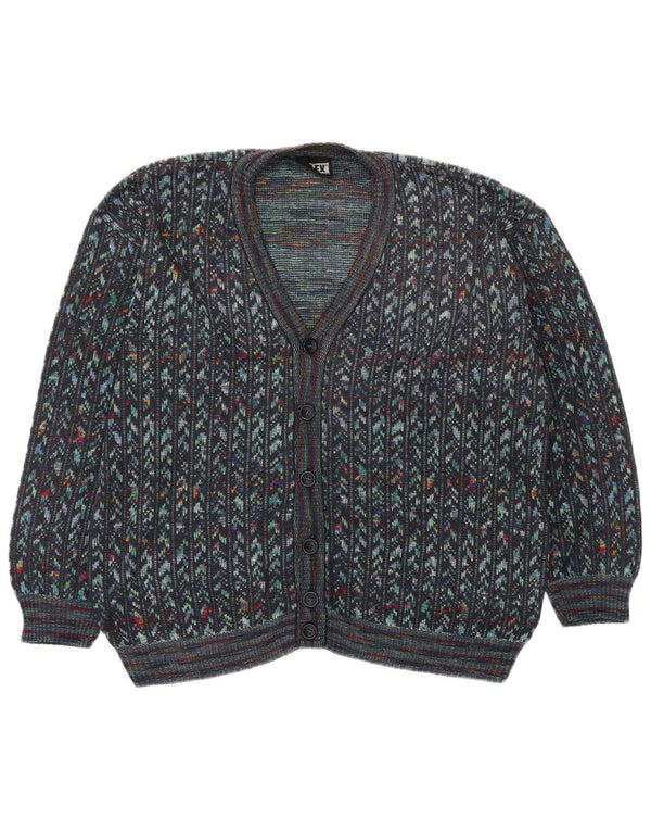 vintage Mens Cardigan Sweater IT 54 XL Multicolore Géométrique