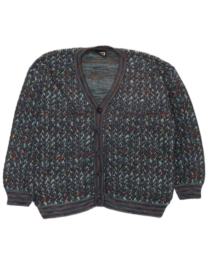 vintage Mens Cardigan Sweater IT 54 XL Multicolore Géométrique