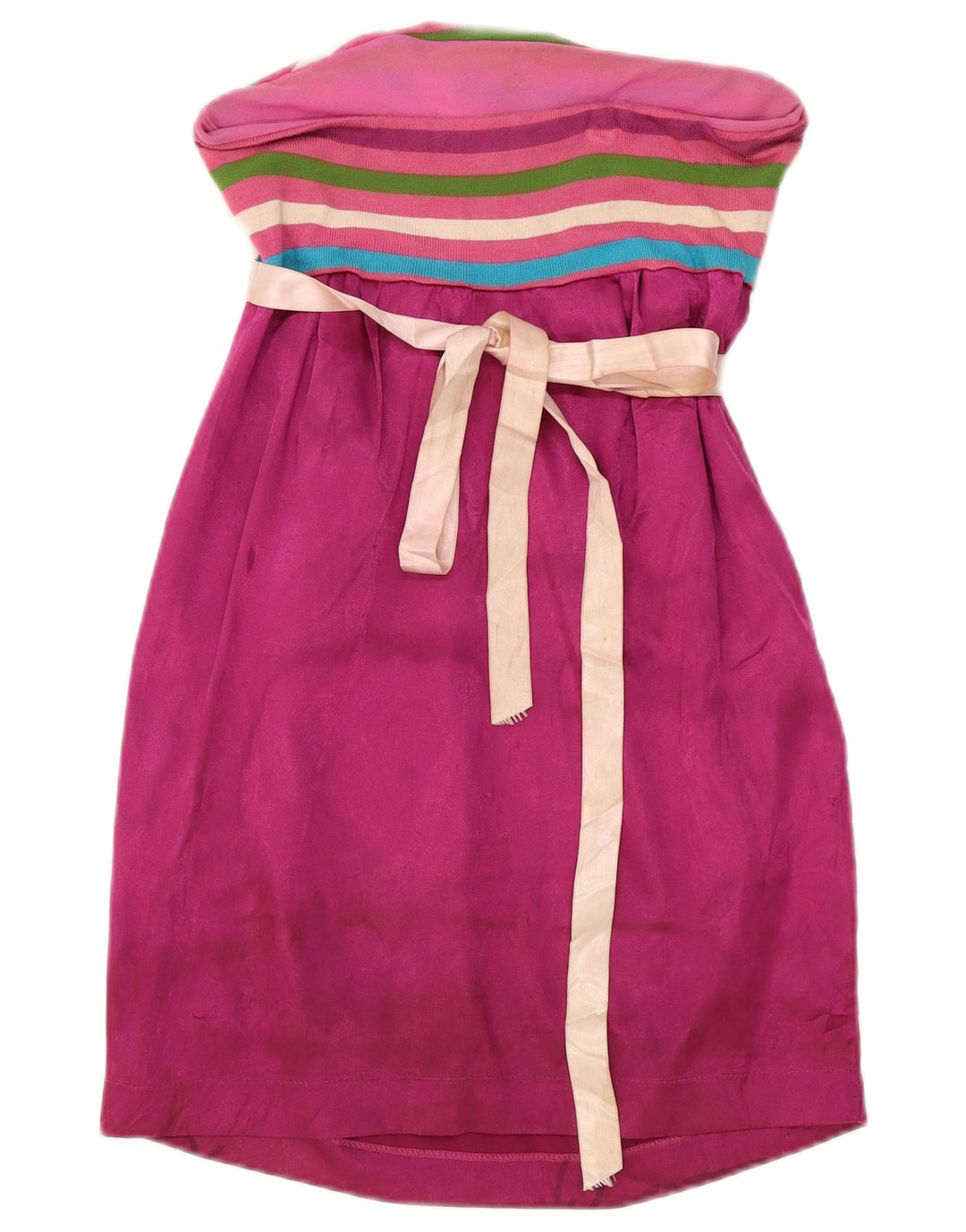 robe bustier femme vintage UK 12 Polyester rayé rose moyen