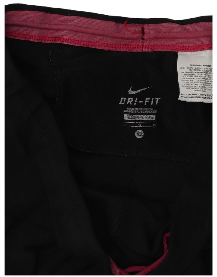 NIKE Pantalon de survêtement Dri Fit Capri pour femme UK 16 Large Noir Colourblock
