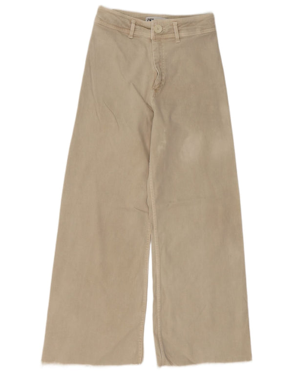 Zara Jean taille haute à jambe large pour femme EU 38 Small W28 L26 Beige
