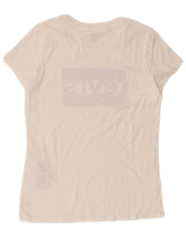 Levi's T-Shirt Graphique Femme UK 12 Coton Blanc Moyen