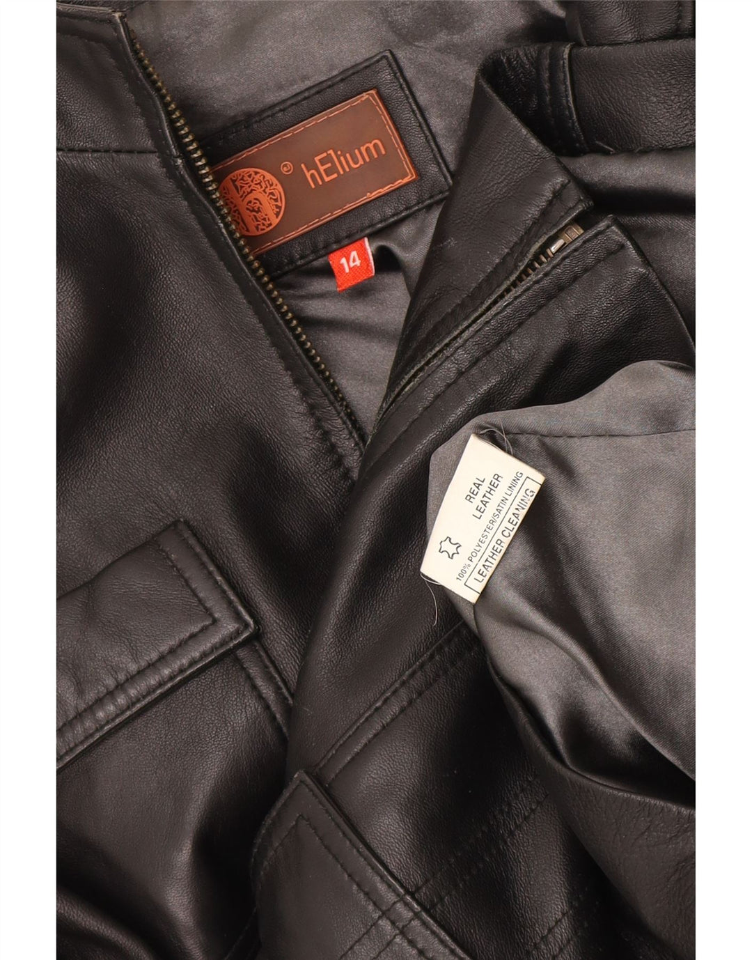 Helium Veste en cuir militaire pour femme UK 14 Medium Noir