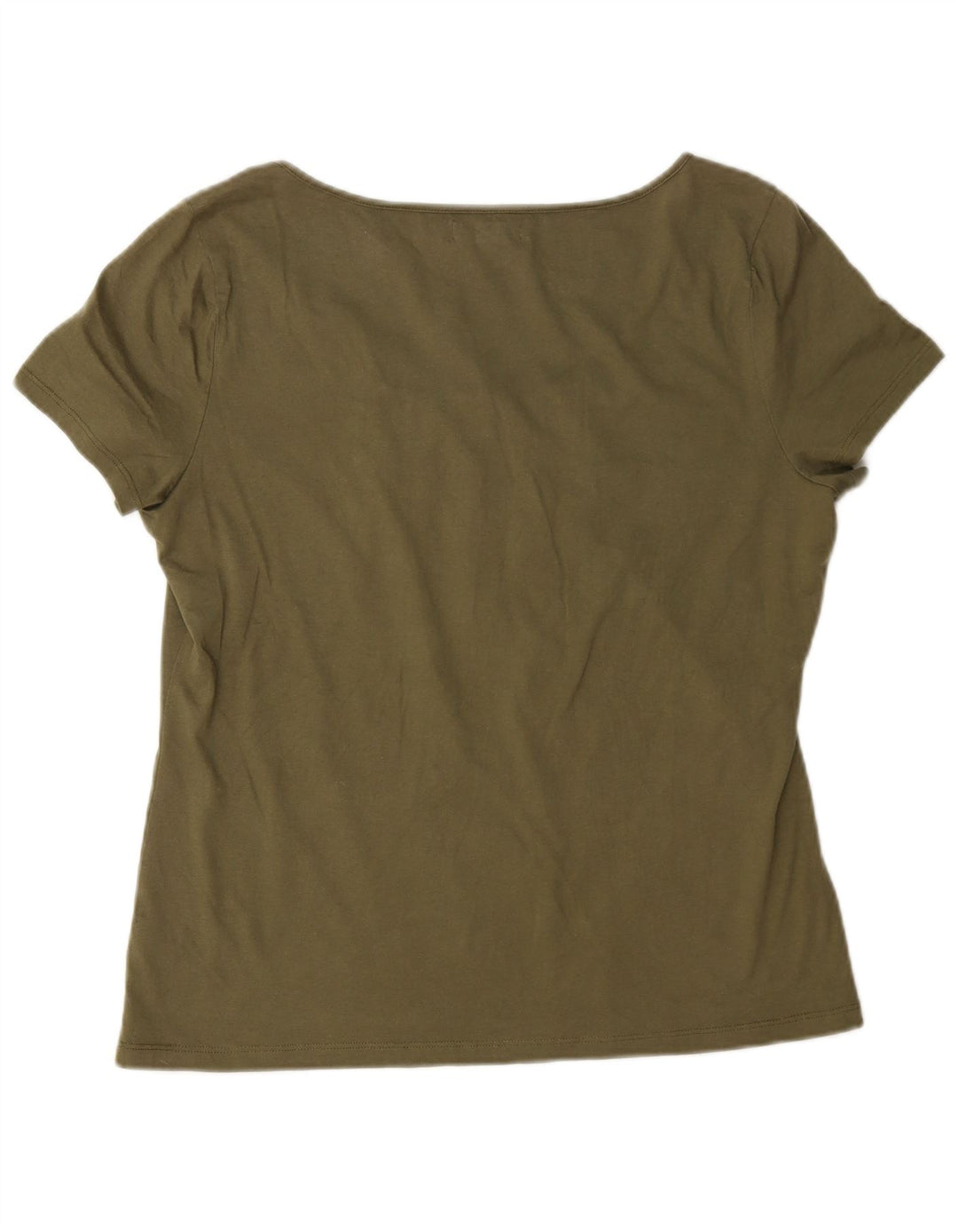 Chaps T-Shirt Femme Top UK 16 Large Kaki Coton