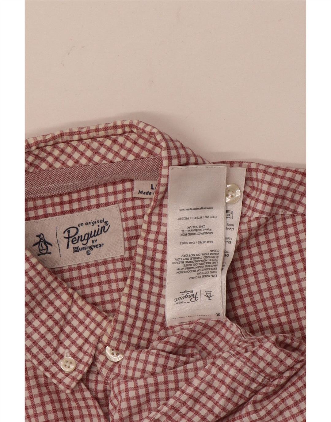 Penguin Chemise Homme Grand Carreau Rouge Coton