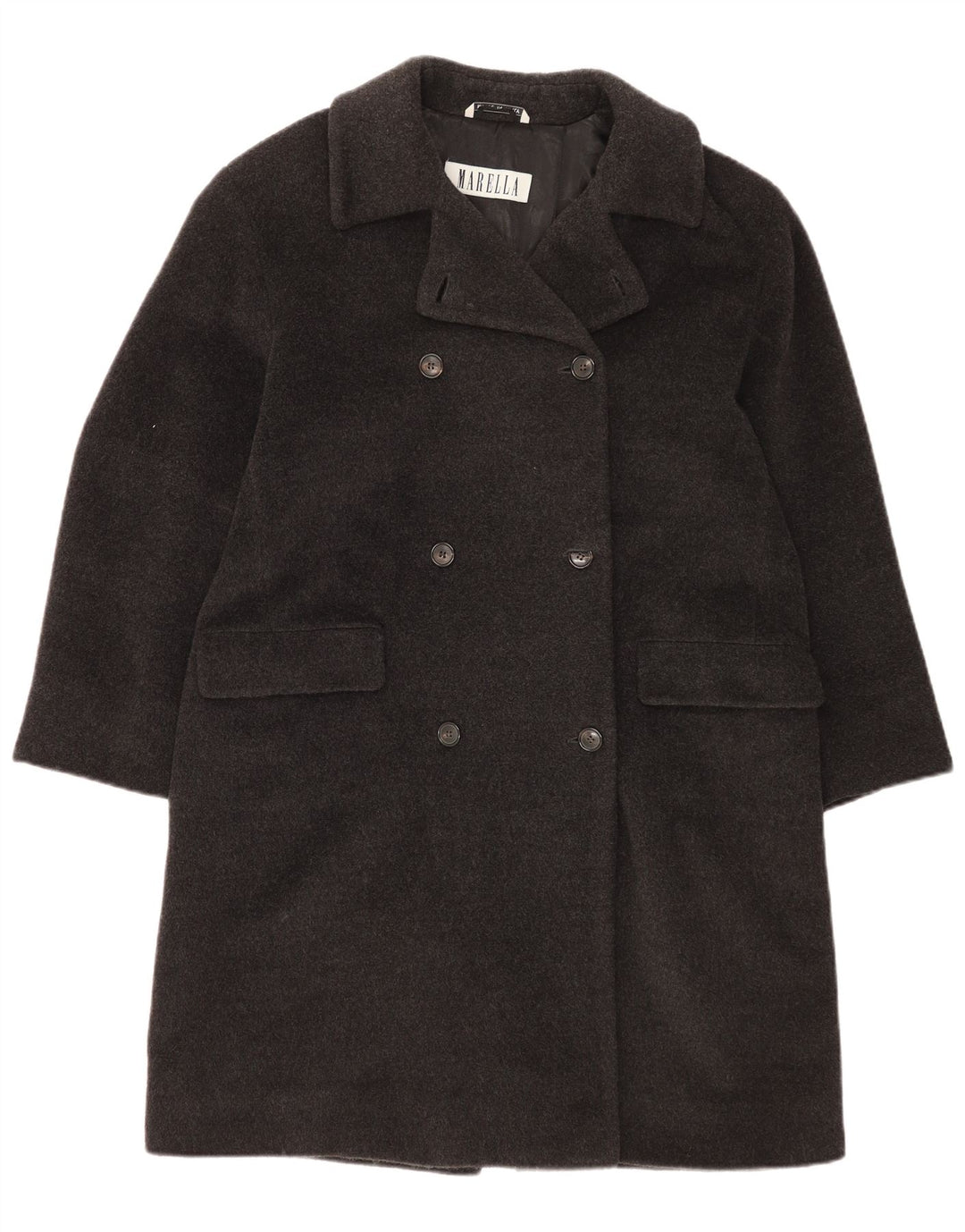 Marella Manteau croisé pour femme UK 12 Laine vierge gris moyen