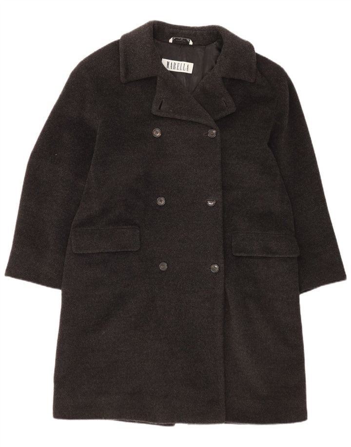 Marella Manteau croisé pour femme UK 12 Laine vierge gris moyen