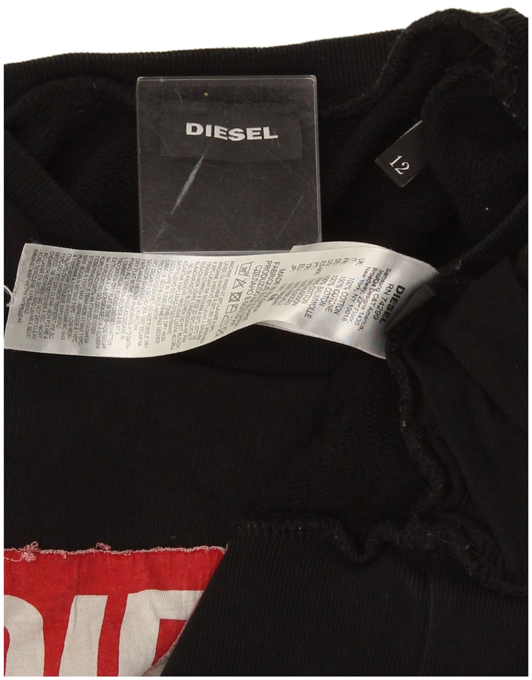 Diesel Sweat-shirt graphique pour femme UK 12 en coton noir moyen