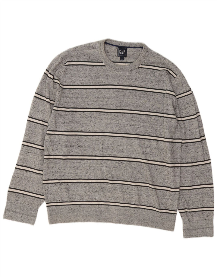 Gap Pull à col rond pour homme en coton rayé gris grand