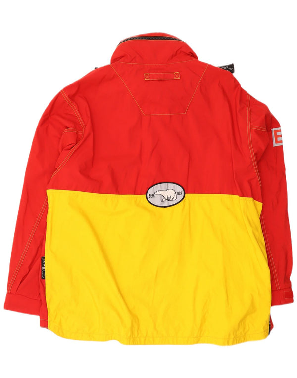 Bear Veste de Pluie Pull Graphique pour Homme UK 40 Grand Nylon Colorblock Rouge