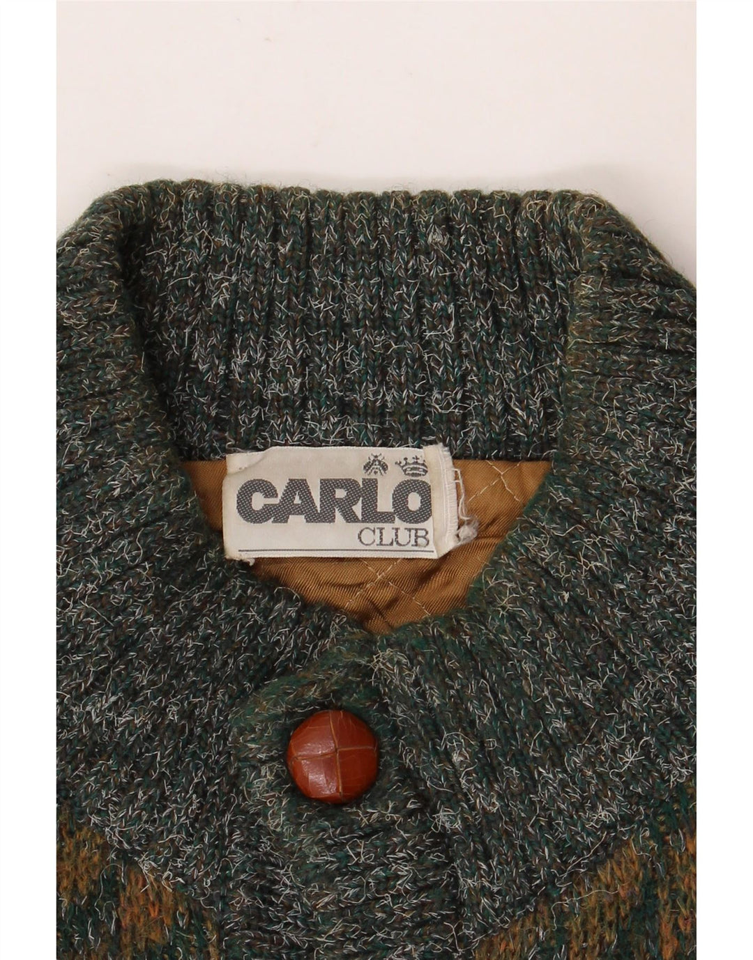 CARLO Cardigan Homme Pull Large Vert Géométrique