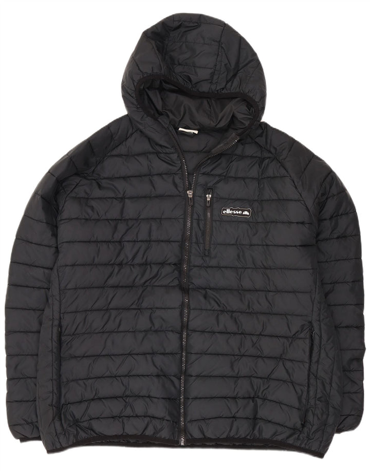 Ellesse Veste matelassée à capuche pour femme UK 24 4XL Noir Polyester