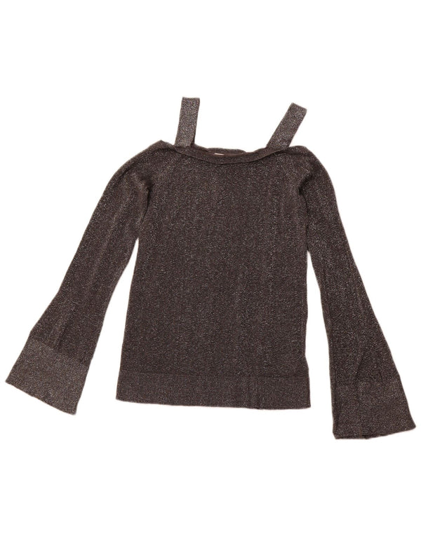 MICHAEL KORS Chemisier à épaules dénudées pour femme UK 6 XS Gris chiné en coton