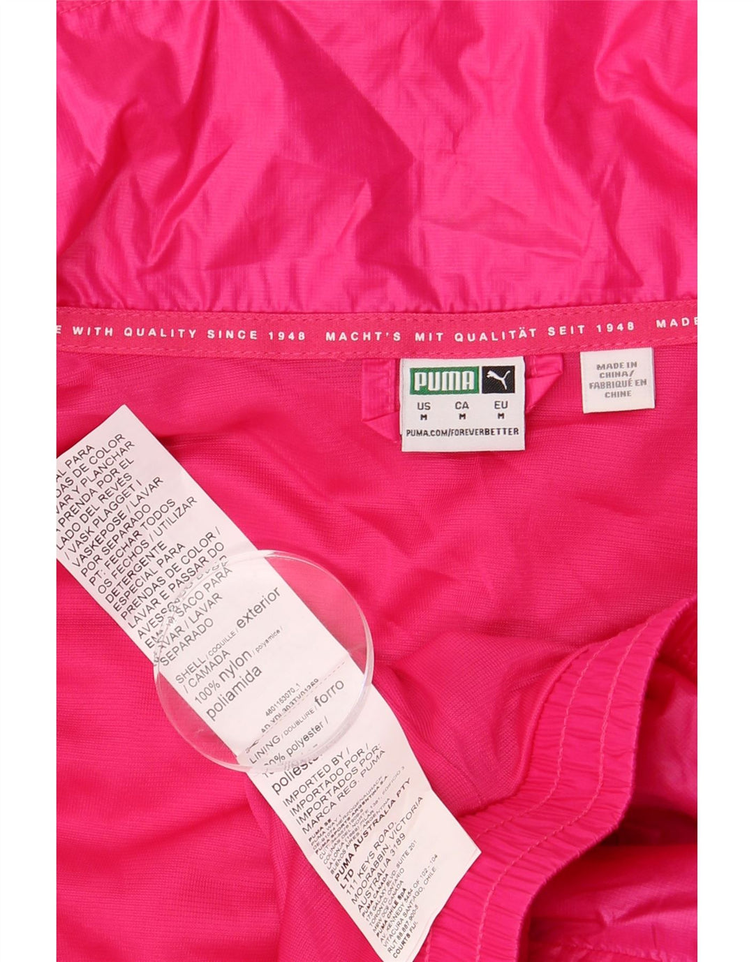 PUMA Veste de survêtement surdimensionnée pour femme UK 14 Nylon rose moyen