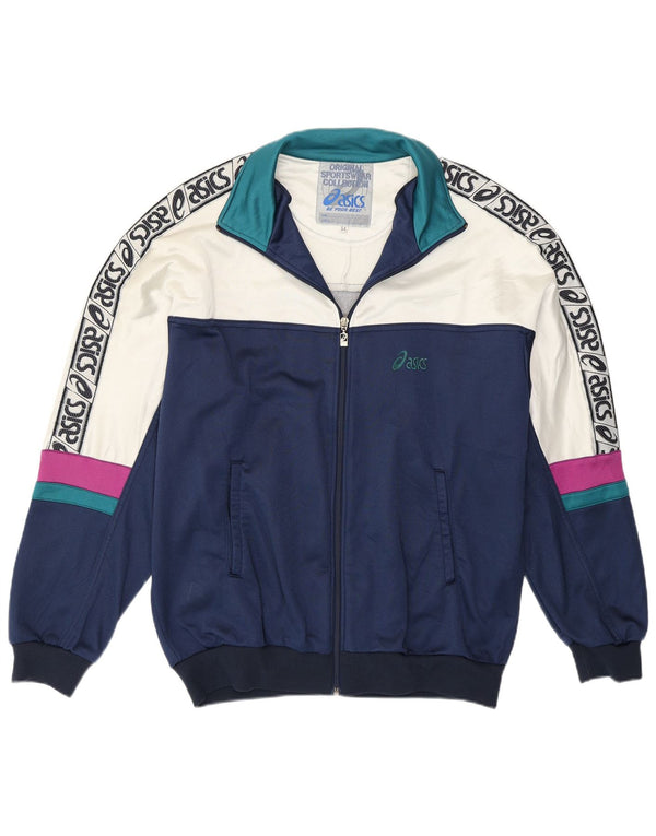 ASICS Veste de survêtement graphique pour hommes IT 54 XL Bleu marine Colourblock