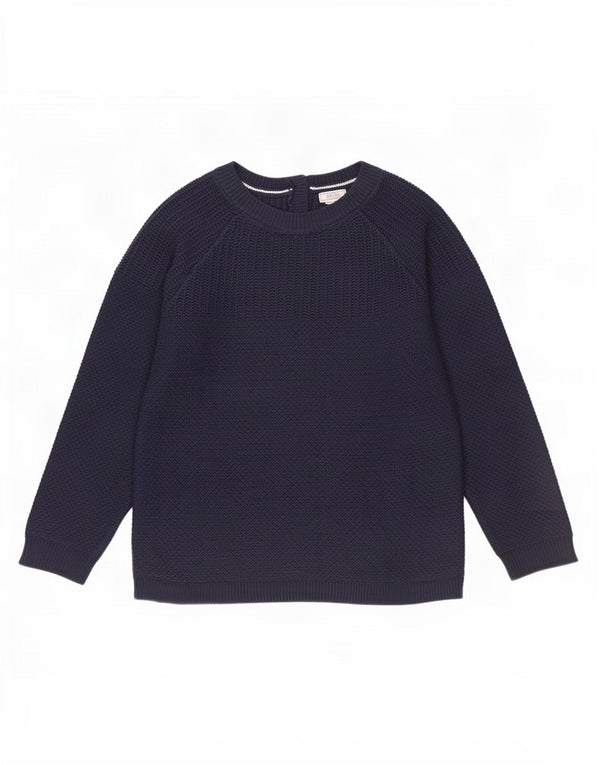 Fat Face Pull à manches 3/4 et col bateau pour femme Bleu marine moyen UK 12