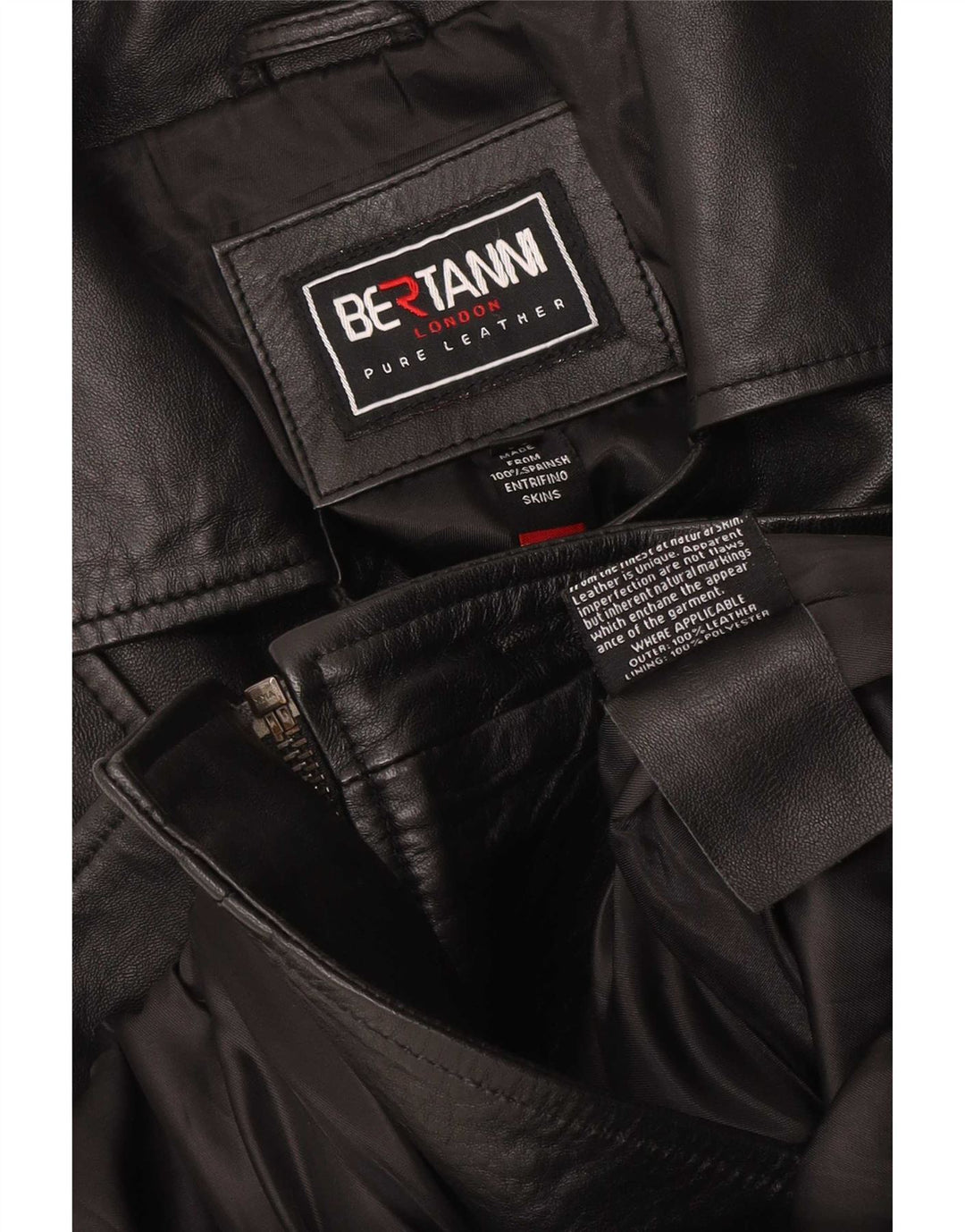 Bertanni Veste de motard en cuir pour homme UK 38 Medium Noir